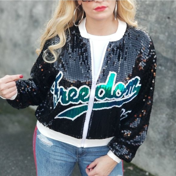 MODA ME COUTURE Jackets & Blazers - FREEDOM Sequin Jacket - Black